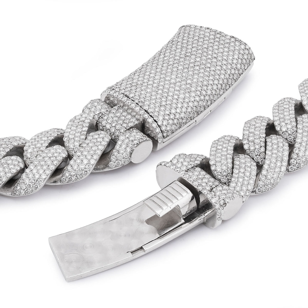 20MM 925 Sterling Silver 76.45CTW Lab Diamond Cuban Link Mens Chain 447.2 Grams 22" Necklace