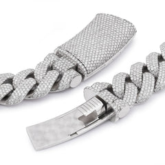20MM 925 Sterling Silver 76.45CTW Lab Diamond Cuban Link Mens Chain 447.2 Grams 22" Necklace