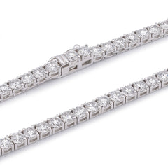 3MM 10k White Gold 10 Pointer 20.21CTW Lab Diamond Tennis Chain Men Women 22" Necklace 25.6gms