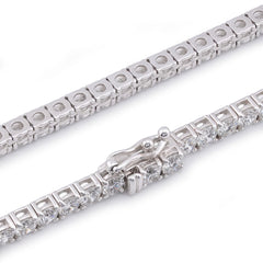 3MM 10k White Gold 10 Pointer 20.21CTW Lab Diamond Tennis Chain Men Women 22" Necklace 25.6gms
