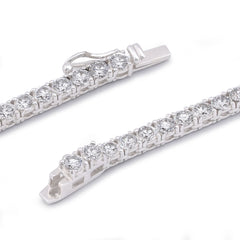 3MM 10k White Gold 10 Pointer 20.21CTW Lab Diamond Tennis Chain Men Women 22" Necklace 25.6gms
