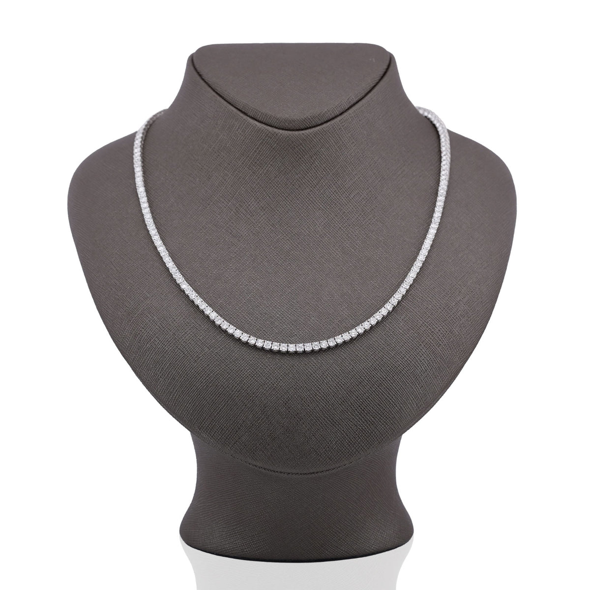 3MM 10k White Gold 10 Pointer 20.21CTW Lab Diamond Tennis Chain Men Women 22" Necklace 25.6gms