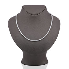 3MM 10k White Gold 10 Pointer 20.21CTW Lab Diamond Tennis Chain Men Women 22" Necklace 25.6gms