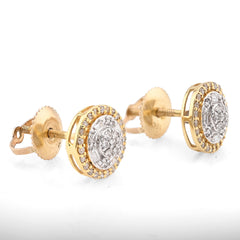 10k Yellow Gold 0.22CTW Natural Diamond Square Shape Mens Womens Stud Earrings 2gms