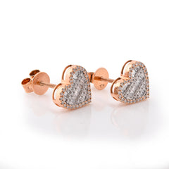Womens 10k Rose Gold 0.40CTW Natural Diamond Round/Baguette Heart Shape Earrings 2.2gms