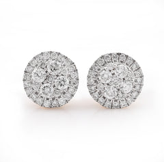 14k Yellow Gold 0.50CTW Natural Diamond Halo Flower Cluster Earrings Men Womens Studs 1.5g