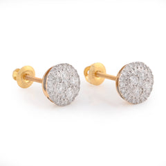 14k Yellow Gold 0.50CTW Natural Diamond Halo Flower Cluster Earrings Men Womens Studs 1.5g