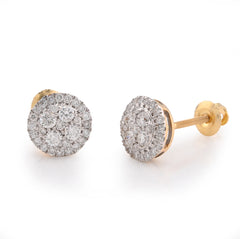 14k Yellow Gold 0.50CTW Natural Diamond Halo Flower Cluster Earrings Men Womens Studs 1.5g