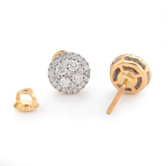 14k Yellow Gold 0.50CTW Natural Diamond Halo Flower Cluster Earrings Men Womens Studs 1.5g