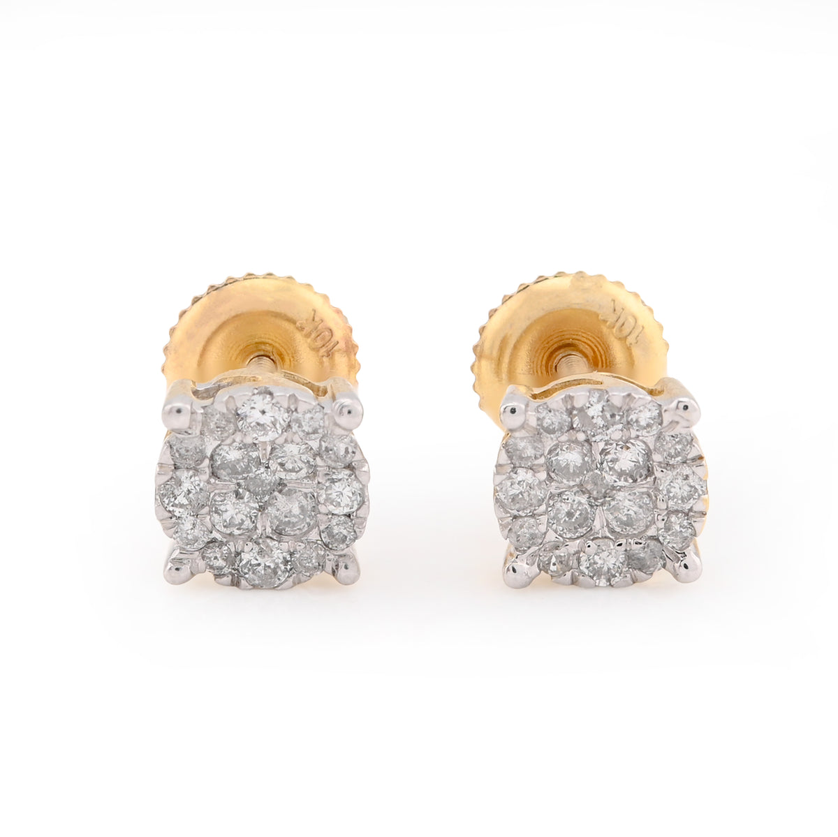 10k Yellow Gold Flower Cluster Earrings 0.36CTW Natural Diamond Mens Womens Studs 1g