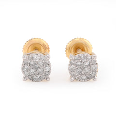 10k Yellow Gold Flower Cluster Earrings 0.36CTW Natural Diamond Mens Womens Studs 1g