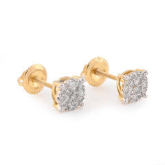10k Yellow Gold Flower Cluster Earrings 0.36CTW Natural Diamond Mens Womens Studs 1g