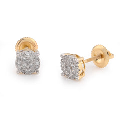 10k Yellow Gold Flower Cluster Earrings 0.36CTW Natural Diamond Mens Womens Studs 1g