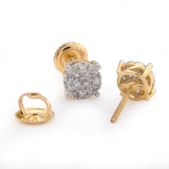 10k Yellow Gold Flower Cluster Earrings 0.36CTW Natural Diamond Mens Womens Studs 1g
