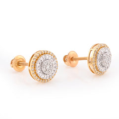 10k Yellow Gold 0.32CTW Round/Baguette Natural Diamond Halo Cluster Flower Earrings Studs 1.4g