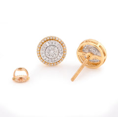 10k Yellow Gold 0.32CTW Round/Baguette Natural Diamond Halo Cluster Flower Earrings Studs 1.4g