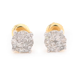 10k Yellow Gold 0.53CTW Natural Diamond Flower Cluster Earrings Studs 1.6gms