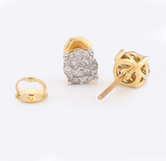 10k Yellow Gold 0.53CTW Natural Diamond Flower Cluster Earrings Studs 1.6gms