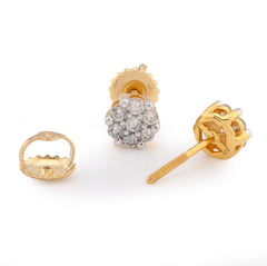10k Yellow Gold 0.23CTW Natural Diamond Flower Setting Earrings Womens Mens Studs 1gm