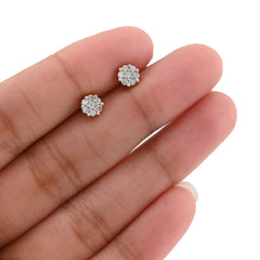 10k Yellow Gold 0.23CTW Natural Diamond Flower Setting Earrings Womens Mens Studs 1gm
