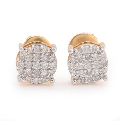 10k Yellow Gold 0.40 CTW Natural Diamond Round Flat Studs Mens Womens Earrings 1.6g