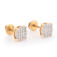 10k Yellow Gold 0.40 CTW Natural Diamond Round Flat Studs Mens Womens Earrings 1.6g