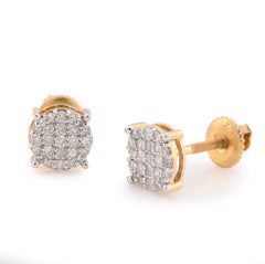 10k Yellow Gold 0.40 CTW Natural Diamond Round Flat Studs Mens Womens Earrings 1.6g