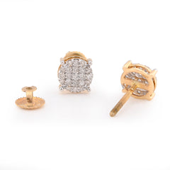 10k Yellow Gold 0.40 CTW Natural Diamond Round Flat Studs Mens Womens Earrings 1.6g
