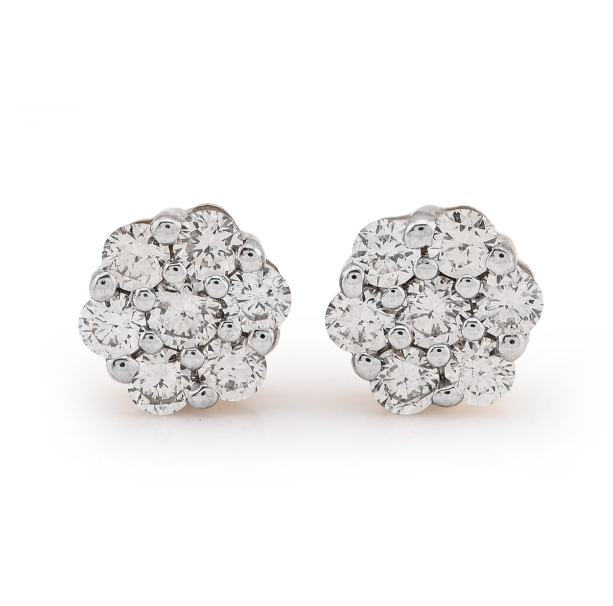 10k Yellow Gold Flower Cluster Stud 0.75CTW Natural Diamond Unisex Earrings 1.6g