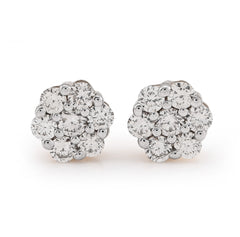 10k Yellow Gold Flower Cluster Stud 0.75CTW Natural Diamond Unisex Earrings 1.6g