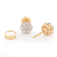 10k Yellow Gold Flower Cluster Stud 0.75CTW Natural Diamond Unisex Earrings 1.6g