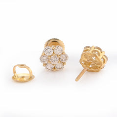 10k Yellow Gold 1CTW Natural Diamond Floral Cluster Studs Womens Earrings 1.6g