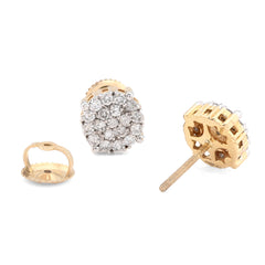 10k Yellow Gold 0.55CTW Round Natural Diamond Flower Cluster Diamond Earrings Studs 1.8g