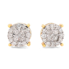 10k Yellow Gold 1.21CTW Natural Diamond Halo Cluster Earrings Men Womens Studs 4.8g