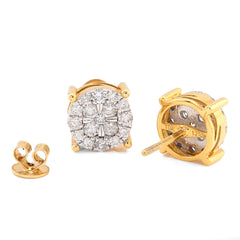 10k Yellow Gold 1.21CTW Natural Diamond Halo Cluster Earrings Men Womens Studs 4.8g