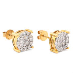 10k Yellow Gold 1.21CTW Natural Diamond Halo Cluster Earrings Men Womens Studs 4.8g