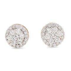 10k Yellow Gold 1.37CTW Halo Cluster Flower Studs Natural Diamond Men Women Earrings 2.6g