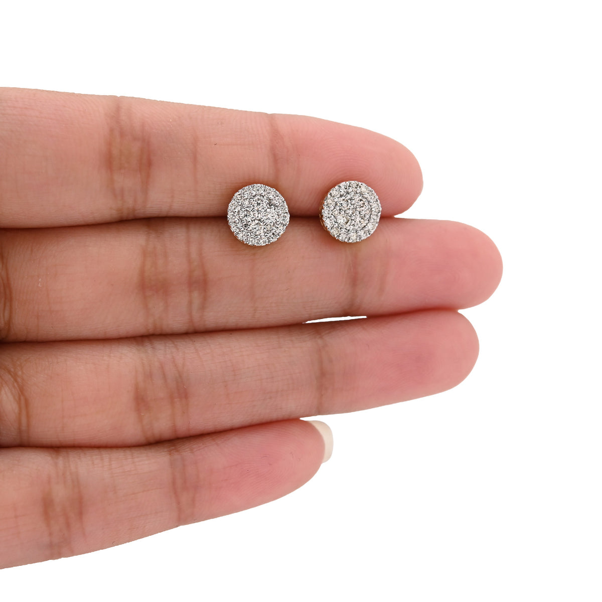 14k Yellow Gold 0.62CTW Natural Diamond Round Shape Halo Cluster Earrings Studs 1.8g