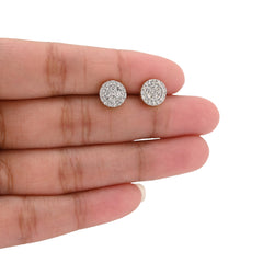 14k Yellow Gold 0.62CTW Natural Diamond Round Shape Halo Cluster Earrings Studs 1.8g