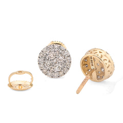 14k Yellow Gold 0.62CTW Natural Diamond Round Shape Halo Cluster Earrings Studs 1.8g
