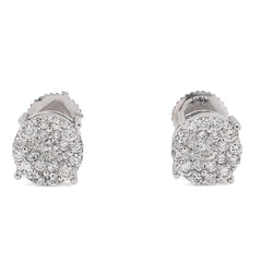 10k White Gold 0.54CTW Natural Diamond Flower Cluster Earrings Round Men Women Studs 1.6g