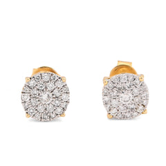 10k Yellow Gold 0.43CTW Natural Diamond Round Flower Cluster Earrings Men Women Studs 2g