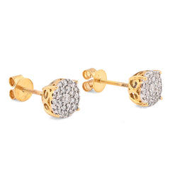 10k Yellow Gold 0.43CTW Natural Diamond Round Flower Cluster Earrings Men Women Studs 2g