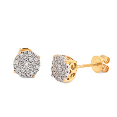 10k Yellow Gold 0.43CTW Natural Diamond Round Flower Cluster Earrings Men Women Studs 2g