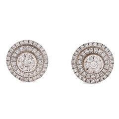 10k Yellow Gold 0.50CTW Natural Diamond Circular Halo Cluster Studs Women Men Earrings 2.5g
