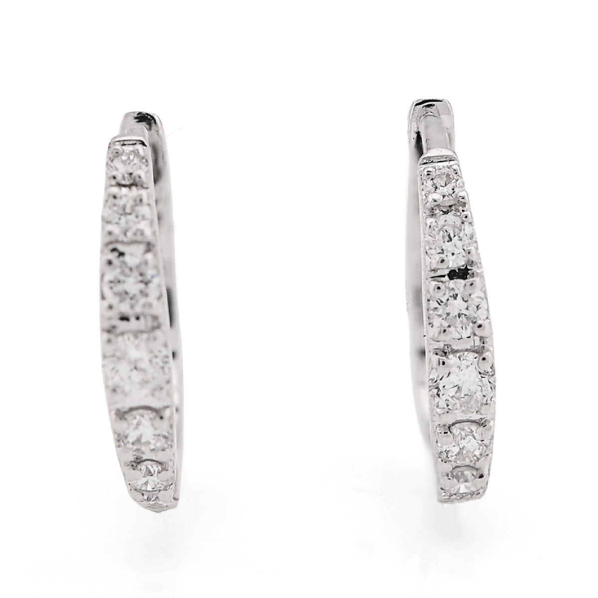 10k White Gold 0.16CTW Natural Diamond Hoops Womens Earrings 1gm
