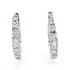 10k White Gold 0.16CTW Natural Diamond Hoops Womens Earrings 1gm