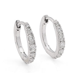 10k White Gold 0.16CTW Natural Diamond Hoops Womens Earrings 1gm