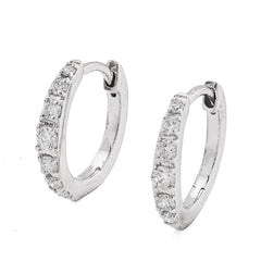10k White Gold 0.16CTW Natural Diamond Hoops Womens Earrings 1gm