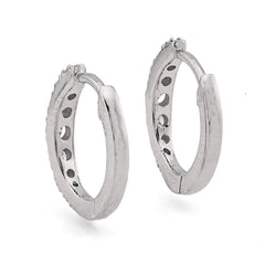 10k White Gold 0.16CTW Natural Diamond Hoops Womens Earrings 1gm